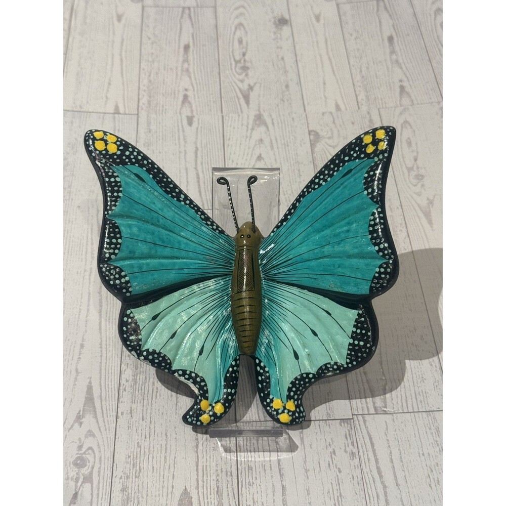 Mexico Made Talavera Butterfly Wall Hangings | Handmade Ceramic Decor Blue/Black